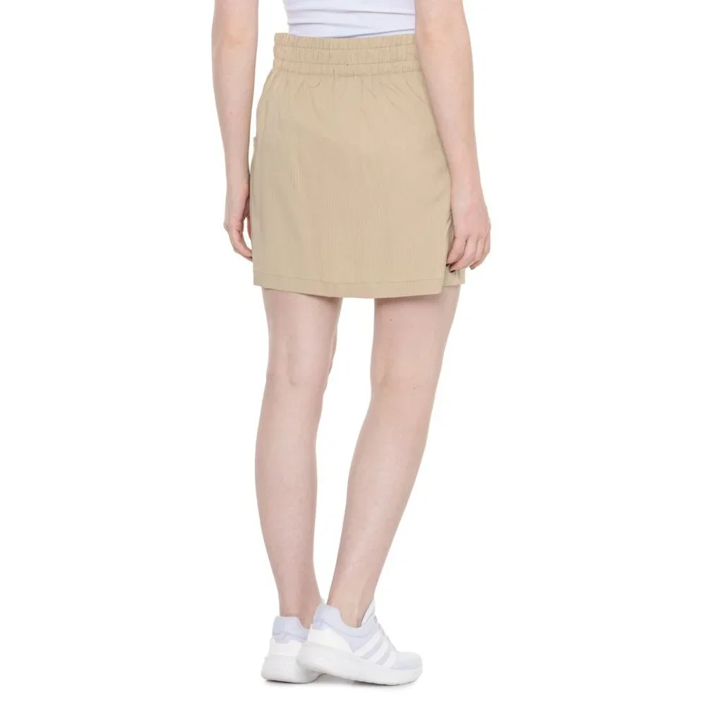 Eddie Bauer Size Large Twin River Stripe Cargo Skirt Beige Pull On Stretch NWT